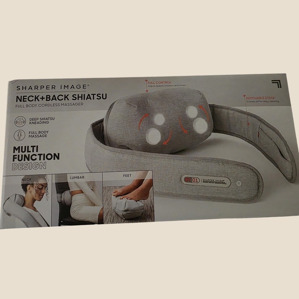 Sharper Image Neck and Back Shiatsu Full Body Cordless Massager Gray 1014508